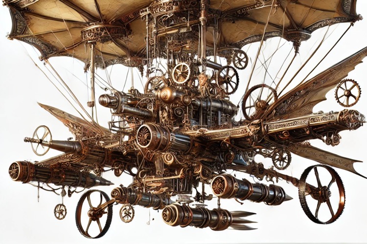 Creepy biomorph steampunk UFOs with AI – GPT